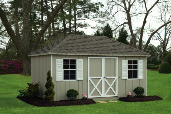 villa 10x16 outdoor shed with double doors custom built by shed company in hayward wisconsin